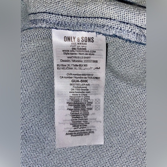 2/30$ Men’s ONLY & SONS dark blue cotton blend stretchy long sleeves shirt Sz XL - Picture 7 of 16